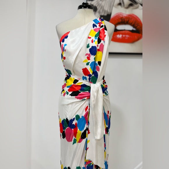 RAISA VANESSA Floral Print One-Shoulder Gown Maxi Embellished Dress - Picture 6 of 12